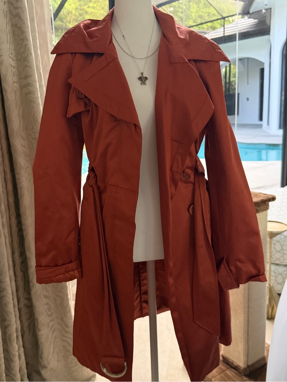 bebe Rust Orange Trench Coat